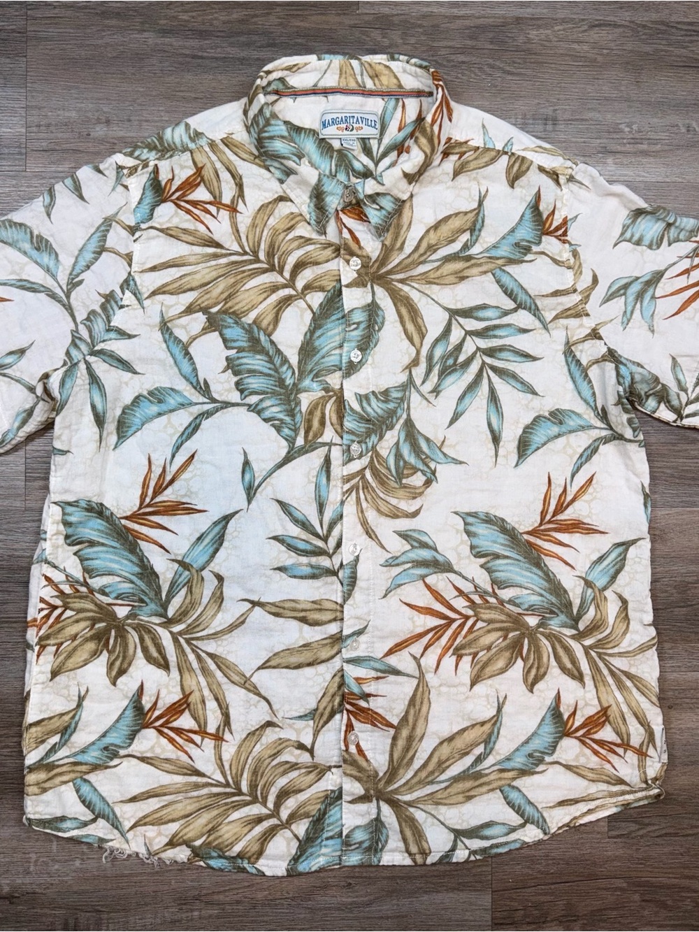 Margaritaville Hawaiian Shirt Mens XXL Tropical Floral Print Button Up Casual